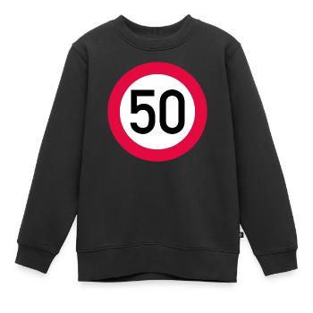 50 ans Attention ! Panneau de signalisation 50 km/h - Sweat Premium enfant bio - noir - Devant - AI Model Kid Female (0cm)