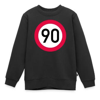 90 ans Attention ! Panneau de signalisation 90 km/h - Sweat Premium enfant bio - noir - Devant - AI Model Kid Female (0cm)