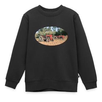 Rote Traktoren im Feld - Kinder Premium Organic Sweatshirt - Schwarz - Vorne - AI Model Kid Female (0cm)