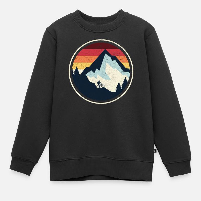 Sunset Peak MTB Silhouette - Kinder Premium Organic Sweatshirt - Schwarz