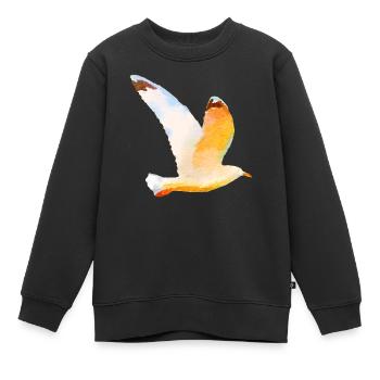 Moewe im Flug Vogel Urlaub - Kinder Premium Organic Sweatshirt - Schwarz - Vorne - AI Model Kid Female (0cm)