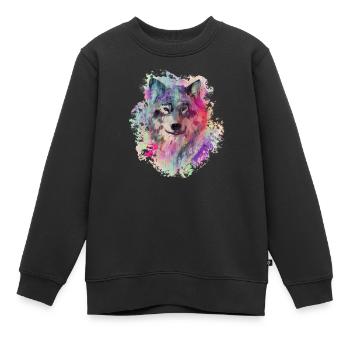 Wolf im Norden Colour version - Kinder Premium Organic Sweatshirt - Schwarz - Vorne - AI Model Kid Female (0cm)
