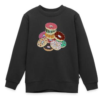 Pyramide der Regenbogen-Donuts - Kinder Premium Organic Sweatshirt - Schwarz - Vorne - AI Model Kid Female (0cm)