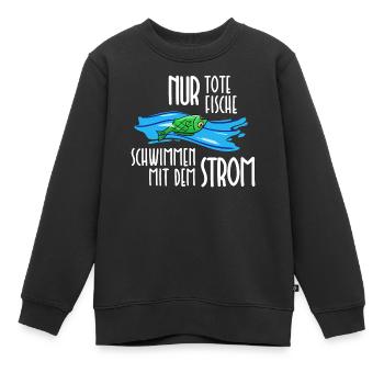 Dead Fish Stream Mainstream Funny Sayings Humor - Sweat Premium enfant bio - noir - Devant - AI Model Kid Female (0cm)