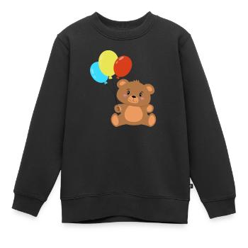 Teddybär mit Luftballons - Kinder Premium Organic Sweatshirt - Schwarz - Vorne - AI Model Kid Female (0cm)