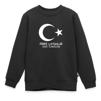 FREE UYGHUR - East Turkistan - Kinder Premium Organic Sweatshirt - Schwarz - Vorne - AI Model Kid Female (0cm)
