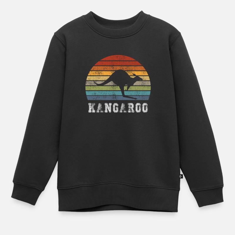 Känguru Vintage Design / Geschenk - Kinder Premium Organic Sweatshirt - Schwarz