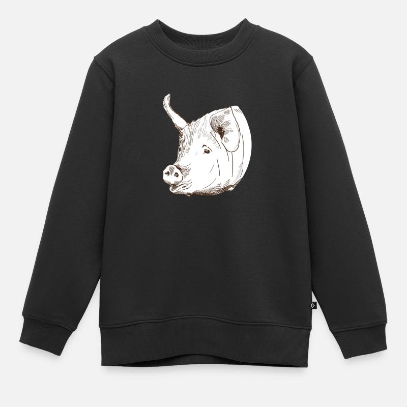 Cochon - Sweat Premium enfant bio - noir