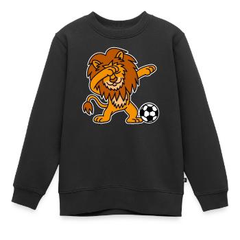 Dab Dabbing Lion Dutch Football Netherlands Orange - Kinder Premium Organic Sweatshirt - Schwarz - Vorne - AI Model Kid Female (0cm)