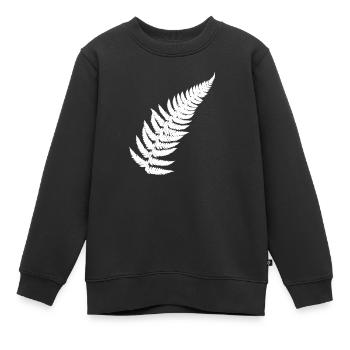 Plume de fougère contrastée - Sweat Premium enfant bio - noir - Devant - AI Model Kid Female (0cm)