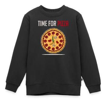 Commander pizza pizzeria salami cuisine italienne - Sweat Premium enfant bio - noir - Devant - AI Model Kid Female (0cm)