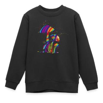 Champignons fantaisie colorés en peinture fluorescente - Sweat Premium enfant bio - noir - Devant - AI Model Kid Female (0cm)