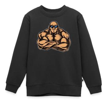 Fitnessstudio Bodybuilder Muskelmann Muskelaufbau - Kinder Premium Organic Sweatshirt - Schwarz - Vorne - AI Model Kid Female (0cm)