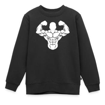 Bodybuilder Starker Mann Muskelaufbau Muskel Sport - Kinder Premium Organic Sweatshirt - Schwarz - Vorne - AI Model Kid Female (0cm)