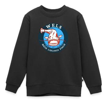 Pêche Poisson-chat mon poisson préféré - Sweat Premium enfant bio - noir - Devant - AI Model Kid Female (0cm)