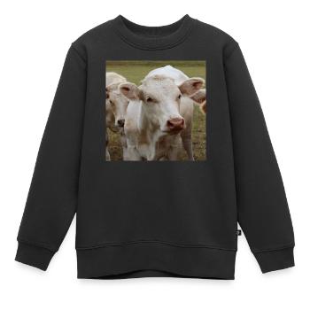 Affiche vache - Sweat Premium enfant bio - noir - Devant - AI Model Kid Female (0cm)