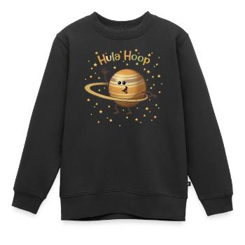 Saturne joue avec ses anneaux - Sweat Premium enfant bio - noir - Devant - AI Model Kid Female (0cm)