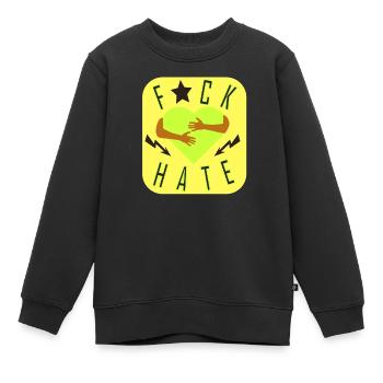 Contre la haine - Sweat Premium enfant bio - noir - Devant - AI Model Kid Female (0cm)