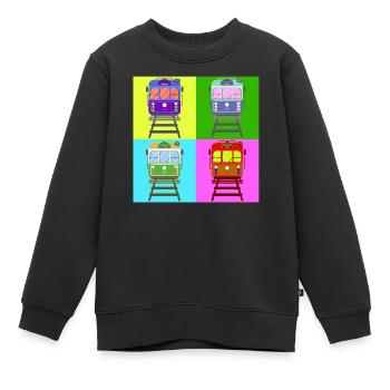 Tram, tram pop art - Kids Premium Organic Sweatshirt - black - Front - AI Model Kid Female (0cm)
