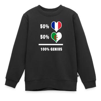 France et Algérie 100% génial / cadeau - Sweat Premium enfant bio - noir - Devant - AI Model Kid Female (0cm)