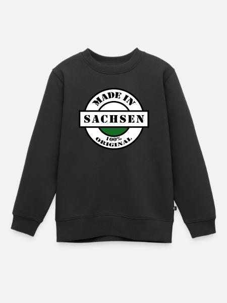 MADE IN SACHSEN Dresden Leipzig Geboren Geschenk - Kinder Premium Organic Sweatshirt - Schwarz