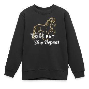 Tölter 04 eat tölt sleep V2 - Kids Premium Organic Sweatshirt - black - Front - AI Model Kid Female (0cm)