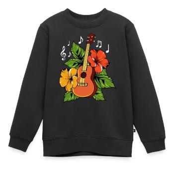 Ukulélé Hawaii - Sweat Premium enfant bio - noir - Devant - AI Model Kid Female (0cm)