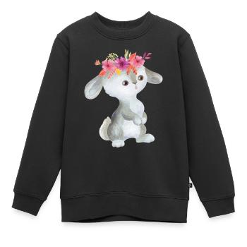 Animal enfant animal bébé fleur guirlande enfants - Sweat Premium enfant bio - noir - Devant - AI Model Kid Female (0cm)