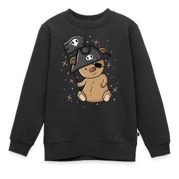 Piraten Teddybär mit Piratenhut Augenklappe - Kinder Premium Organic Sweatshirt - Schwarz - Vorne - AI Model Kid Female (0cm)