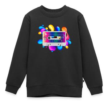 Cassette - Kids Premium Organic Sweatshirt - black - Front - AI Model Kid Female (0cm)