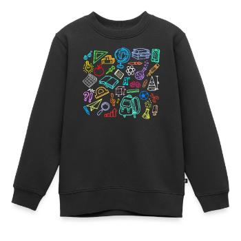École Apprentissage Des timbales Début de l’école - Sweat Premium enfant bio - noir - Devant - AI Model Kid Female (0cm)