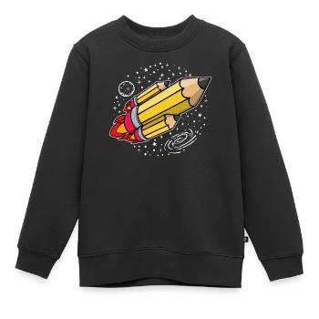 École début d’école crayon fusée lancement de l’école - Sweat Premium enfant bio - noir - Devant - AI Model Kid Female (0cm)