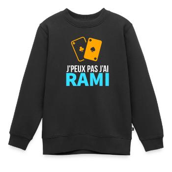 Jeu de cartes Le Rami - Sweat Premium enfant bio - noir - Devant - AI Model Kid Female (0cm)