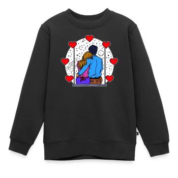 Liebespaar Valentinstag Romantik Herz - Kinder Premium Organic Sweatshirt - Schwarz - Vorne - AI Model Kid Female (0cm)