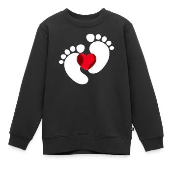 Bébé Pieds Bébé Enceinte Coeur - Sweat Premium enfant bio - noir - Devant - AI Model Kid Female (0cm)