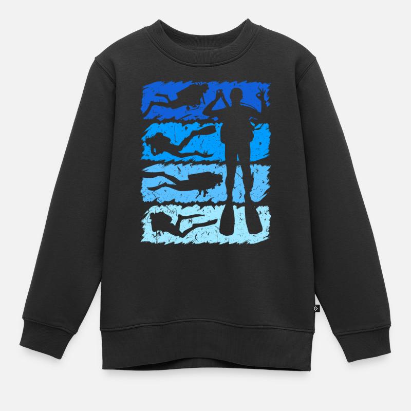 Plongée rétro vintage Plongée Plongée Plongeurs - Sweat Premium enfant bio - noir