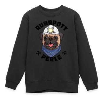 Mops Ruhrpott Perle - Kinder Premium Organic Sweatshirt - Schwarz - Vorne - AI Model Kid Female (0cm)