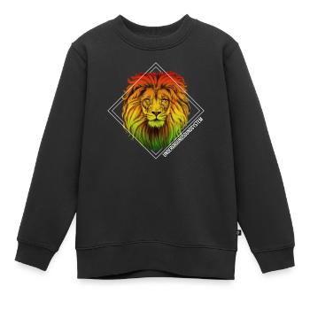 Motif de losange lion arc-en-ciel - Sweat Premium enfant bio - noir - Devant - AI Model Kid Female (0cm)