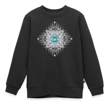 Kunstvolles Ethno Ornament mit leuchtendem Türkis - Kinder Premium Organic Sweatshirt - Schwarz - Vorne - AI Model Kid Female (0cm)