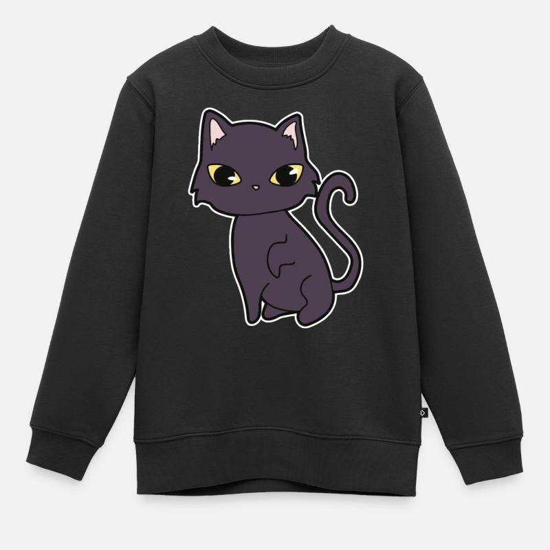 Chat noir - Sweat Premium enfant bio - noir