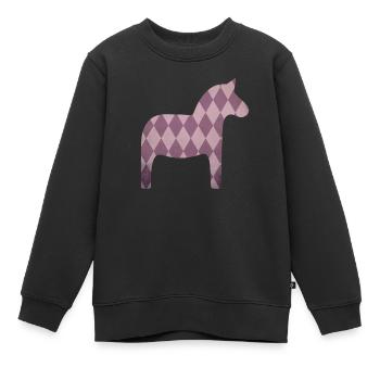 Dalapferd Rauten rosa Pferd Mädchen skandinavisch - Kinder Premium Organic Sweatshirt - Schwarz - Vorne - AI Model Kid Female (0cm)
