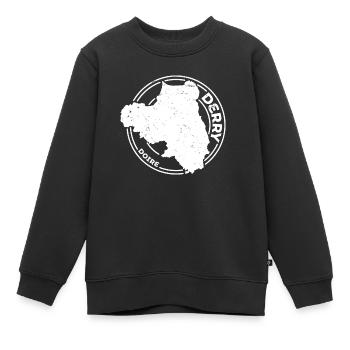 Derry Irland County | Landkarte Kontur Stempel - Kinder Premium Organic Sweatshirt - Schwarz - Vorne - AI Model Kid Female (0cm)