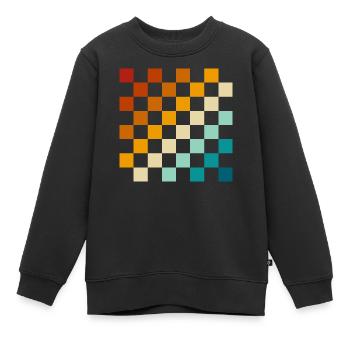Retro-Schachbrett - Kinder Premium Organic Sweatshirt - Schwarz - Vorne - AI Model Kid Female (0cm)