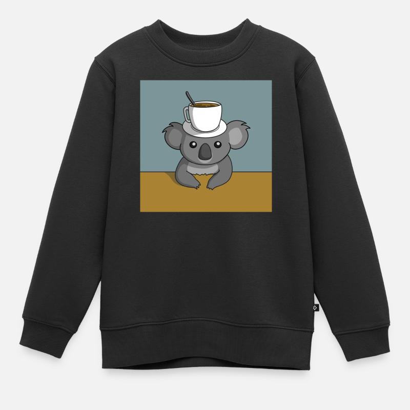 Koala Kaffeepause - Kinder Premium Organic Sweatshirt - Schwarz