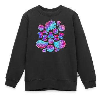Peace Spruch Friedensbewegung Frieden Liebe - Kinder Premium Organic Sweatshirt - Schwarz - Vorne - AI Model Kid Female (0cm)