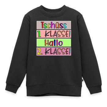 Grundschule Tschüss 1. Klasse Hallo 2. Klasse - Kinder Premium Organic Sweatshirt - Schwarz - Vorne - AI Model Kid Female (0cm)