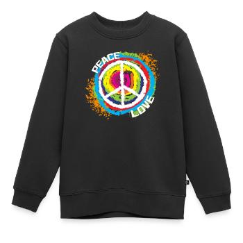 Liebe Frieden Spruch Friedenszeichen Weltfrieden - Kinder Premium Organic Sweatshirt - Schwarz - Vorne - AI Model Kid Female (0cm)