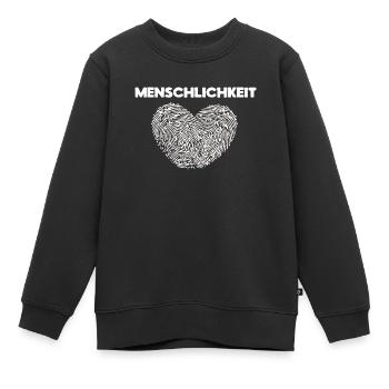 Frieden Liebe Menschlichkeit Spruch Herz Pazifist - Kinder Premium Organic Sweatshirt - Schwarz - Vorne - AI Model Kid Female (0cm)
