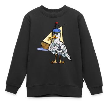 Marin Marin Navire Capitaine - Sweat Premium enfant bio - noir - Devant - AI Model Kid Female (0cm)