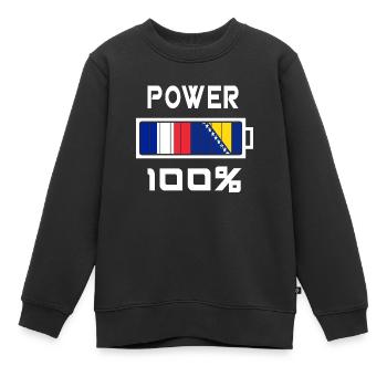 Bosnien und Herzegowina und Frankreich 100% Power - Kinder Premium Organic Sweatshirt - Schwarz - Vorne - AI Model Kid Female (0cm)